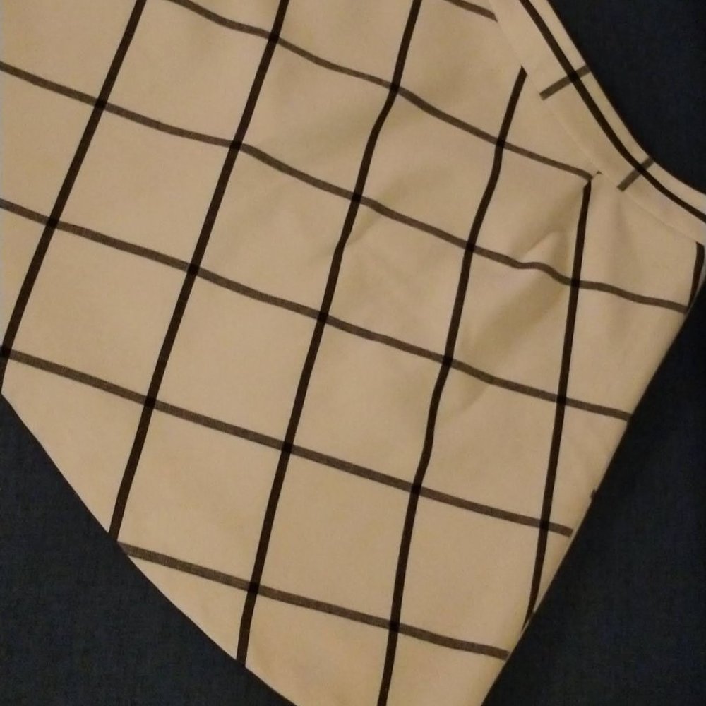 Cream lined A- lined skirt with black stripes
